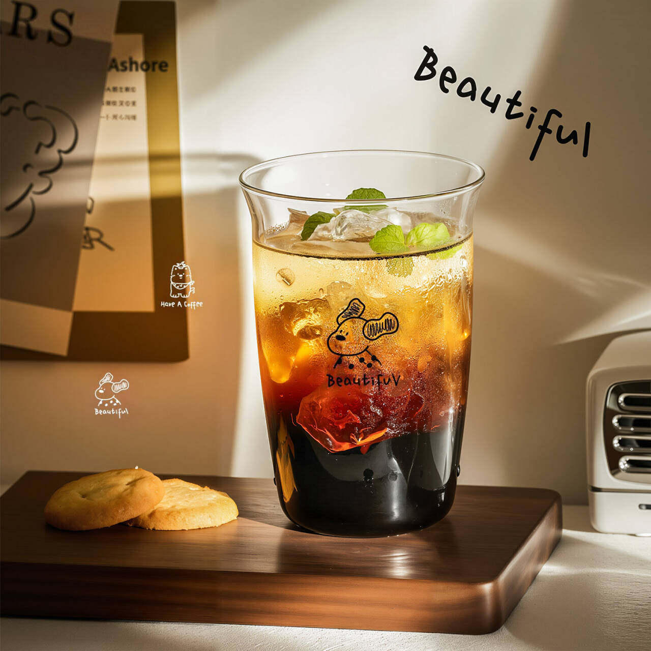 高硼硅玻璃水杯耐高温咖啡杯饮料杯泡茶牛奶女生家用网红喝水杯子