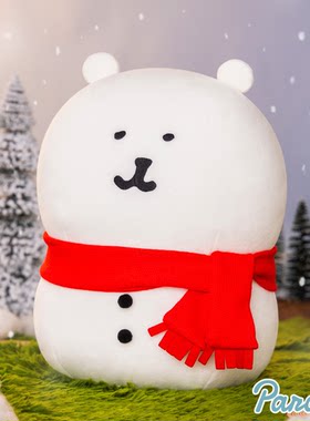 nagano自嘲熊年末红围巾雪人大号公仔玩偶周边毛毯挂件12月