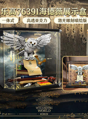 乐高海德薇展示盒76391展示盒猫头鹰亚克力防尘罩LED灯饰灯光灯组