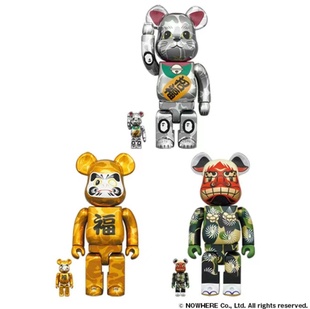 BE@RBRICK 2023年招财达摩舞狮400%1000%积木熊套装 一套摆件手办