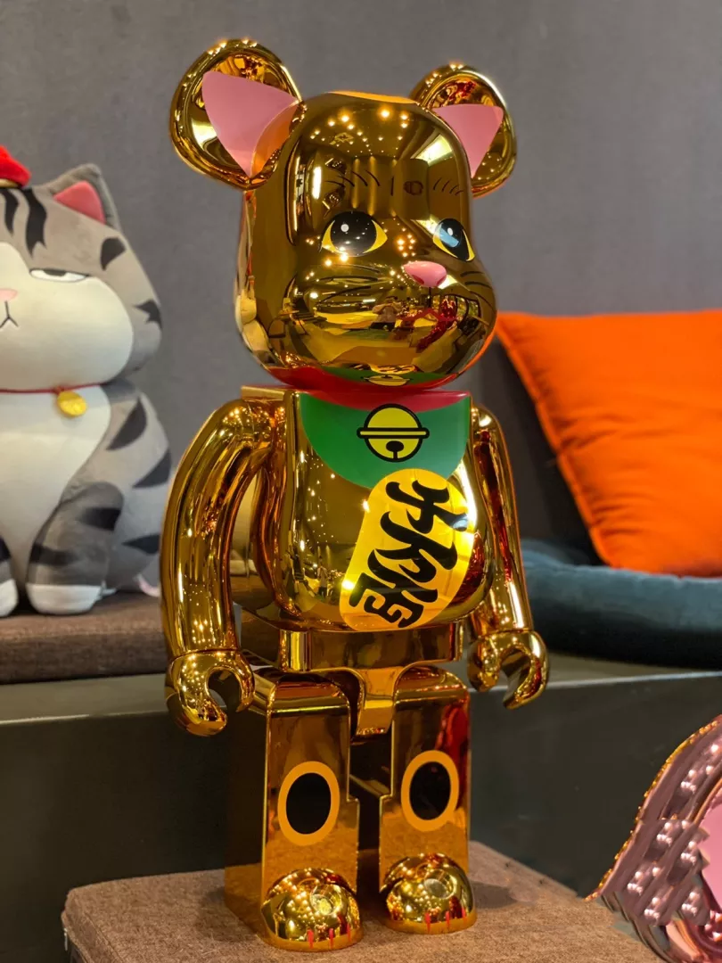 BE@RBRICK电镀招财千万两积木熊