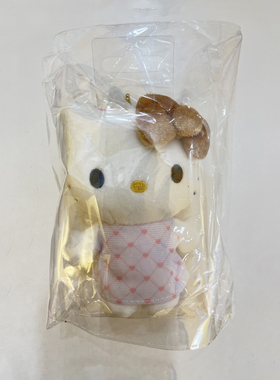 现货三丽鸥 天使浅紫色格纹金色蝴蝶结Hellokitty凯蒂猫毛绒挂件