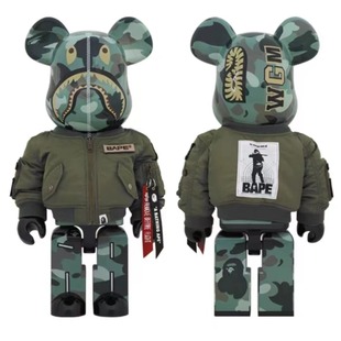 官方正品 Bearbrick 飞行员 alpha& bape 积木熊1000%BE@RBRICK