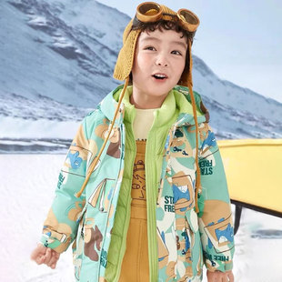 2024年新男童冲锋衣羽绒服三合一可拆卸两件套儿童羽绒服迷彩服