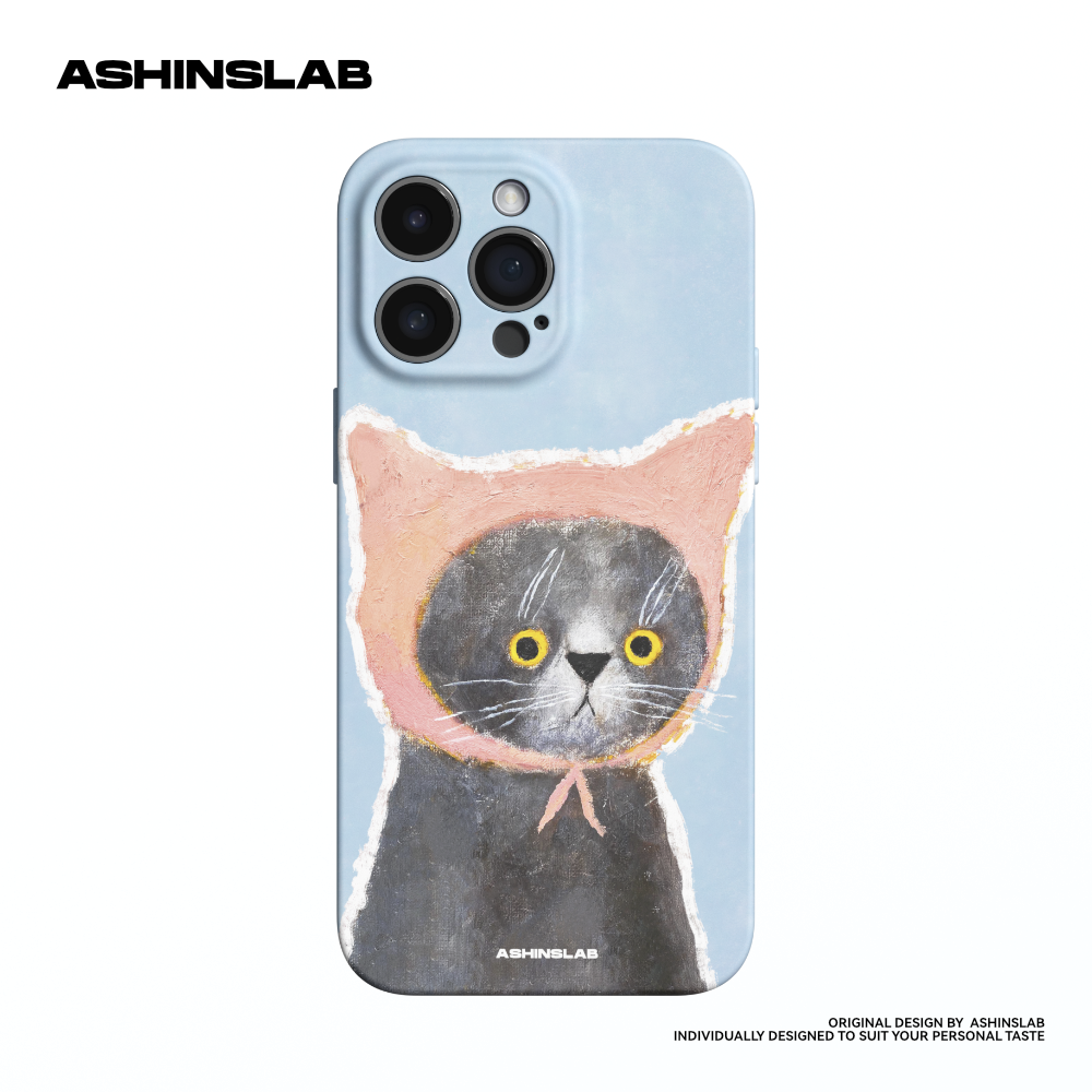 ASHINSLAB适用苹果16ProMax目呆猫咪iPhone15华为mate60精孔软壳14防摔小众不撞壳13全包P60艺术可爱12油画11