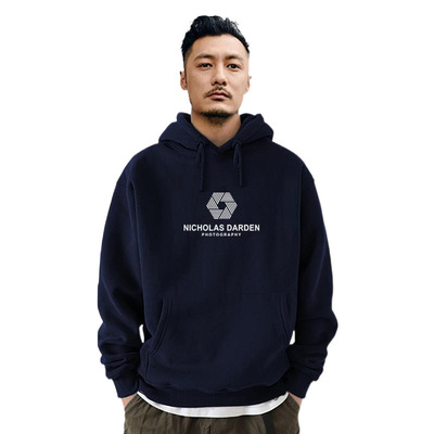 加绒百搭重磅连帽卫衣男秋冬款字母印花休闲外套青少年潮牌男加厚