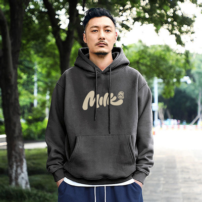 秋冬季新款重磅连帽卫衣情侣装加绒加厚潮牌宽松男女美式印花外套