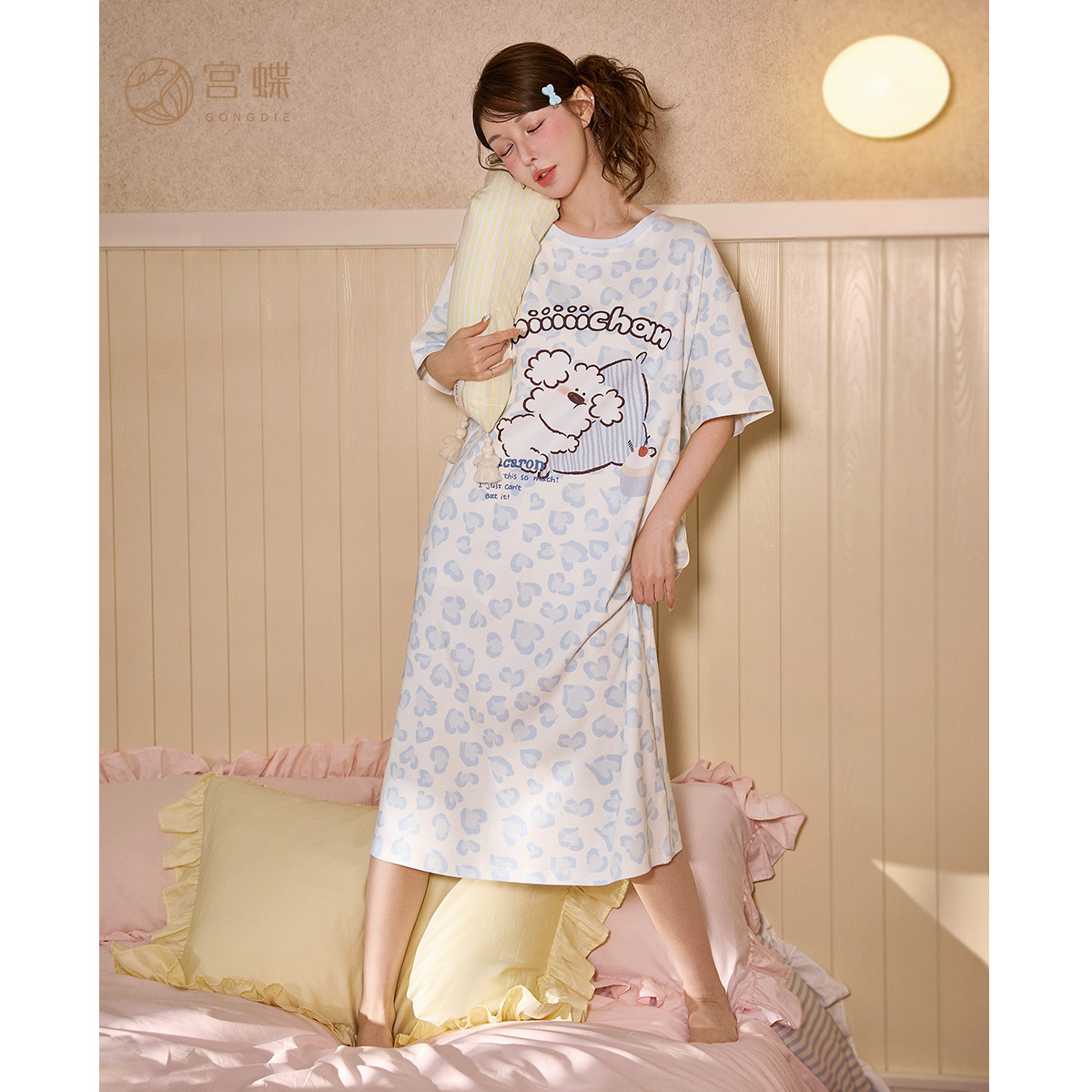 宫蝶【凉感型】miiiiichan少女卡通睡裙莫代尔棉外穿家居服