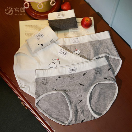 5件|宫蝶BRUNCH BROTHER联名卡通纯棉内裤女款抗菌全棉档三角内裤