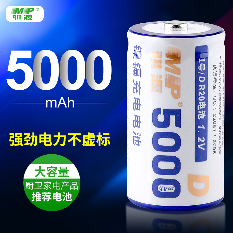 镍镉大容量随充随用D型充电电池