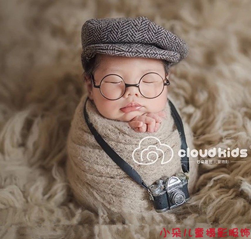 影楼新生儿上门拍照道具满月百天宝宝婴儿小照相机摄影创意道具售