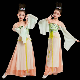 阳春三月儿童古典舞演出服春意浓汉唐国风中国舞团扇道具舞蹈服装