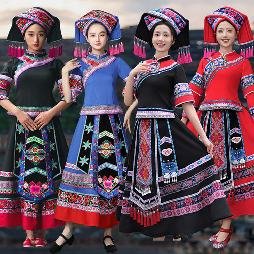 广西南宁三月三壮族服装女成人少数民族女盛装土家族云南演出服饰
