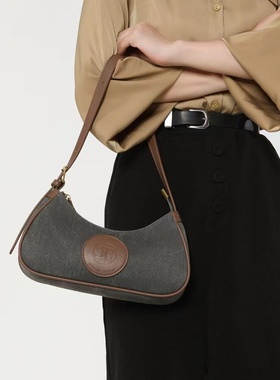 香港FBAG春夏正品高级感帆布月牙包女2023新款小众百搭腋下包流行