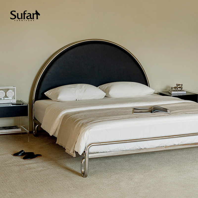 舒梵银河床/环保实木床板不锈钢包豪斯中古极简现代小户型无床头,住宅家具,铁艺/钢木床,淘宝优惠券,粉丝福利购,淘宝优惠卷