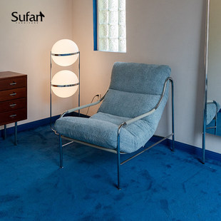 舒梵躺椅/中古风休闲单人沙发椅客厅家用可拆洗懒人沙发带脚凳