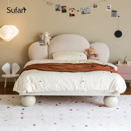 舒梵法式奶油全实木儿童床