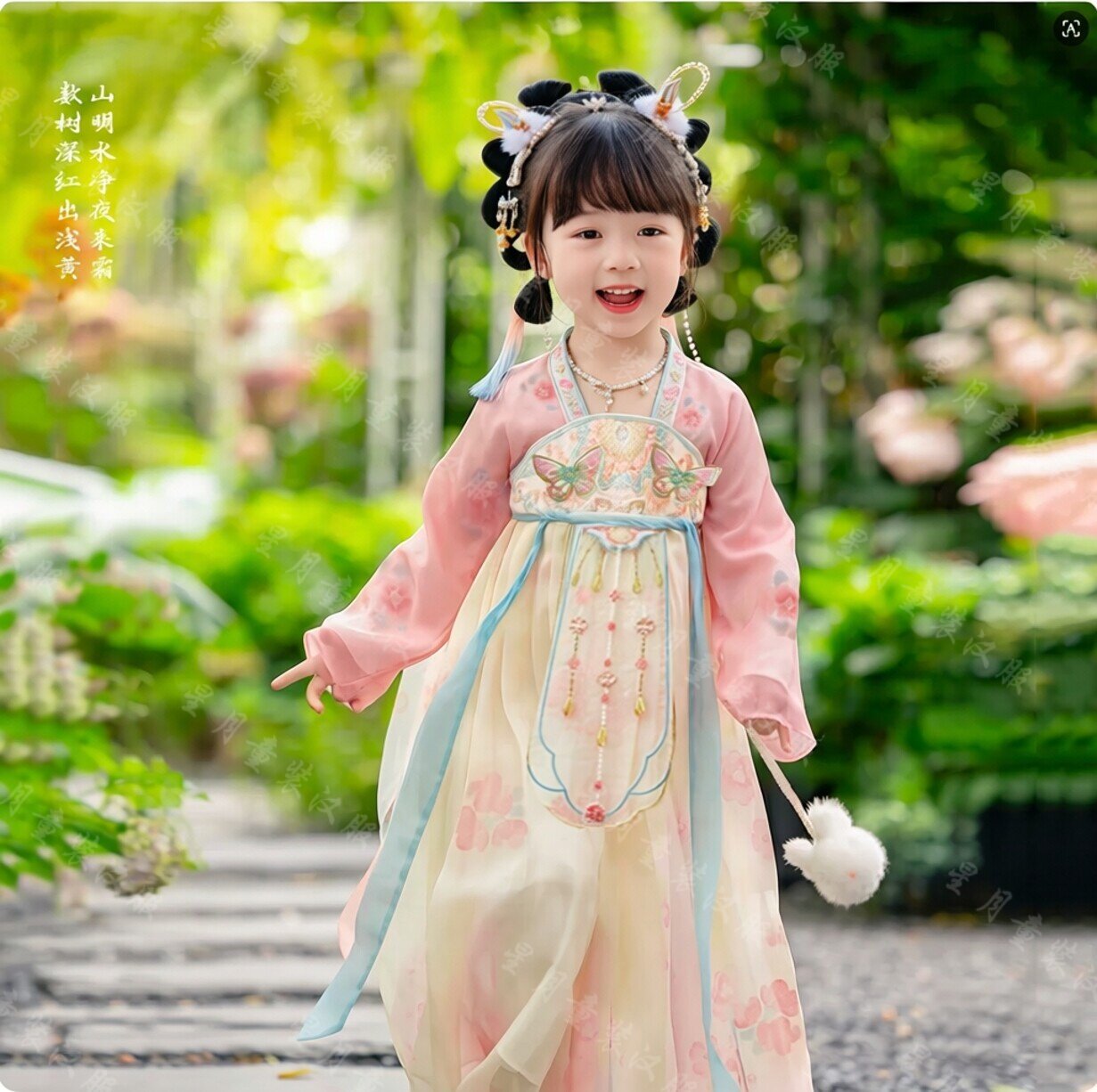 汉服女童2026春秋款女孩粉色公主连衣裙儿童国风超仙古风飘逸襦裙