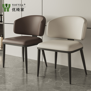 现代简约极简餐椅家用设计师款 靠背椅餐厅酒店真皮椅子轻奢餐桌椅