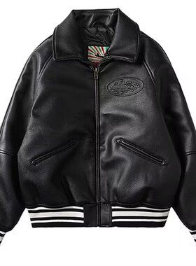 24SS风美式街头复古PU皮衣男春秋季百搭MA1飞行机车夹克潮流外套
