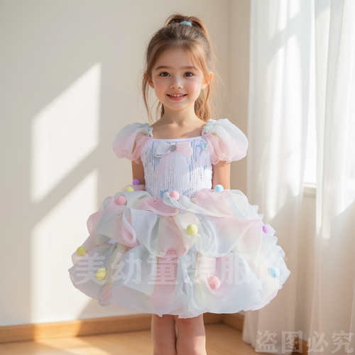 新款儿童芭蕾六一舞蹈演出服女童公主裙元旦幼儿园表演服蓬蓬纱裙