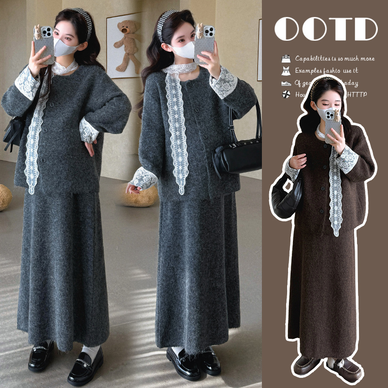 【初韵】2025秋冬新款蕾丝拼接