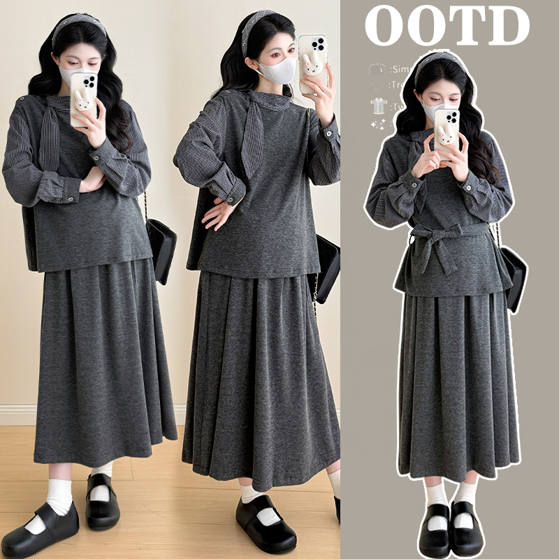 【初韵】蝴蝶结系带上衣气质套装