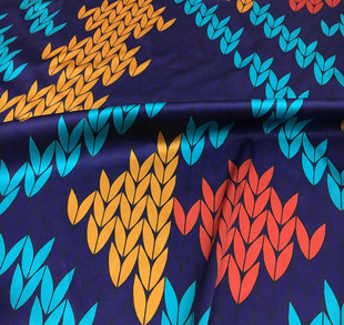 特价真丝桑蚕丝布料19新手绘柳叶印花宽幅重磅弹力丝绸缎旗袍面料