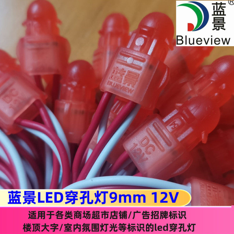 蓝景9mm 12v外露灯 户外防水外漏发光点阵字铁皮字广告牌穿孔灯串