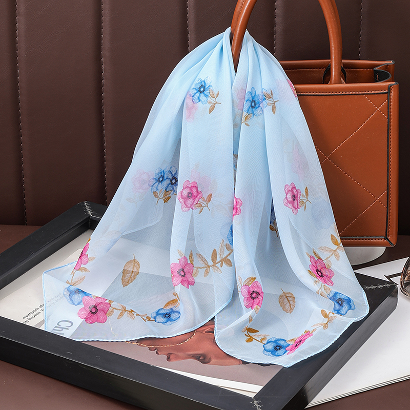 【新款】60雪纺印花小方巾围巾薄款女士丝巾春秋妈妈装饰护颈纱巾