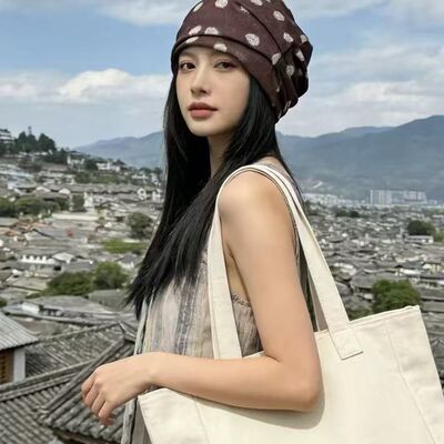 复古腰果包头帽春夏天堆堆帽女2026新款时尚头帽褶皱包头冷帽帽子