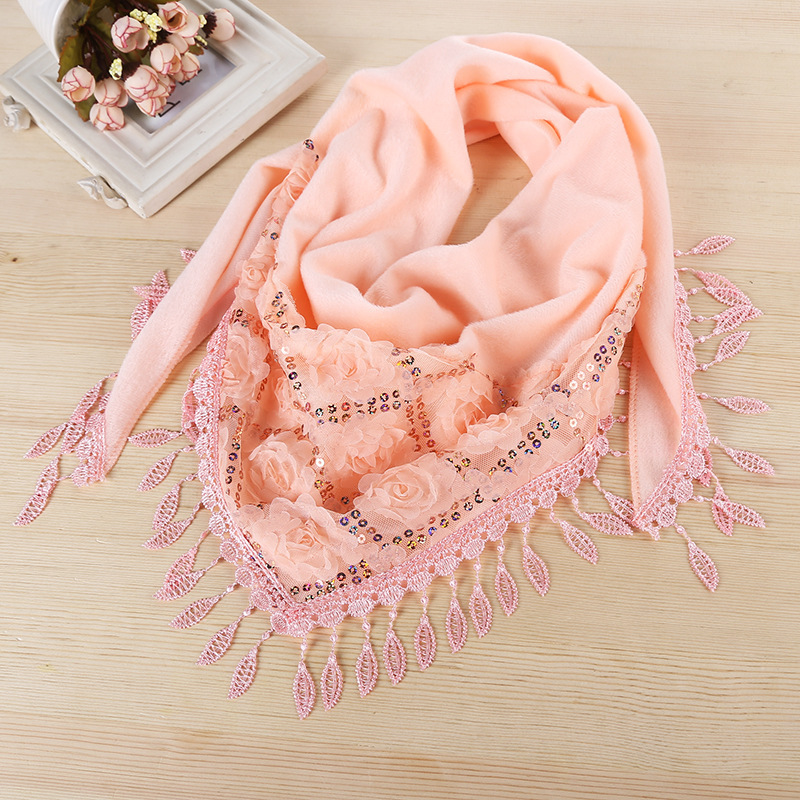 秋冬新款穆斯林三角装饰领巾盖头