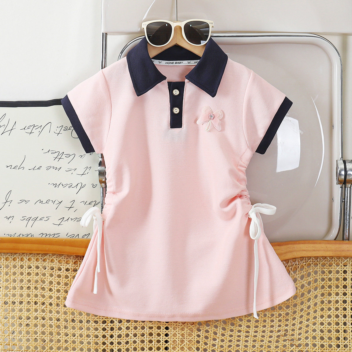 夏季半袖POLO领女童夏装短袖A字