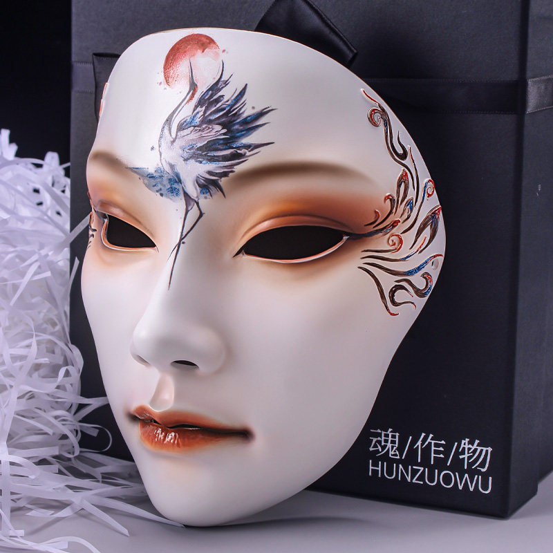 中国风魂作物全脸面具遮面配饰面罩派对假面舞会涂鸦装扮立体手绘