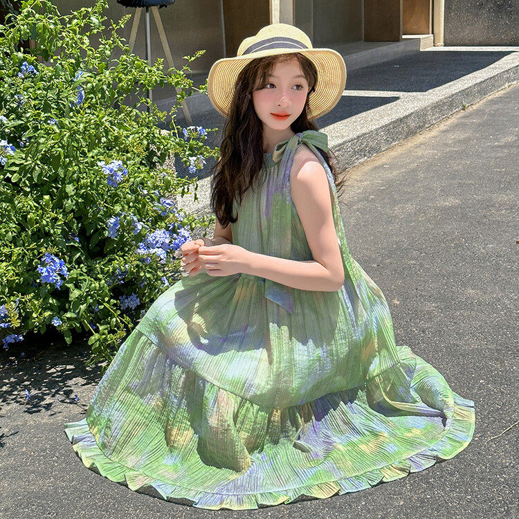 女童连衣裙夏季女孩三亚儿童女大童波西米亚长裙海边度假沙滩裙子