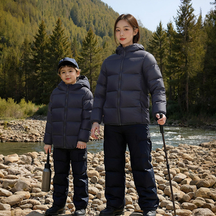 加厚保暖外套亲子装 小黄鸭新款 短款 情侣款 儿童羽绒服男女同款