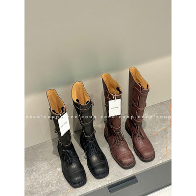 26FW复古擦色骑士靴高筒长靴