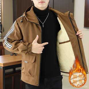 棉衣男秋冬季加绒加棉连帽宽松大码青少年外套休闲潮流帅气棉服潮