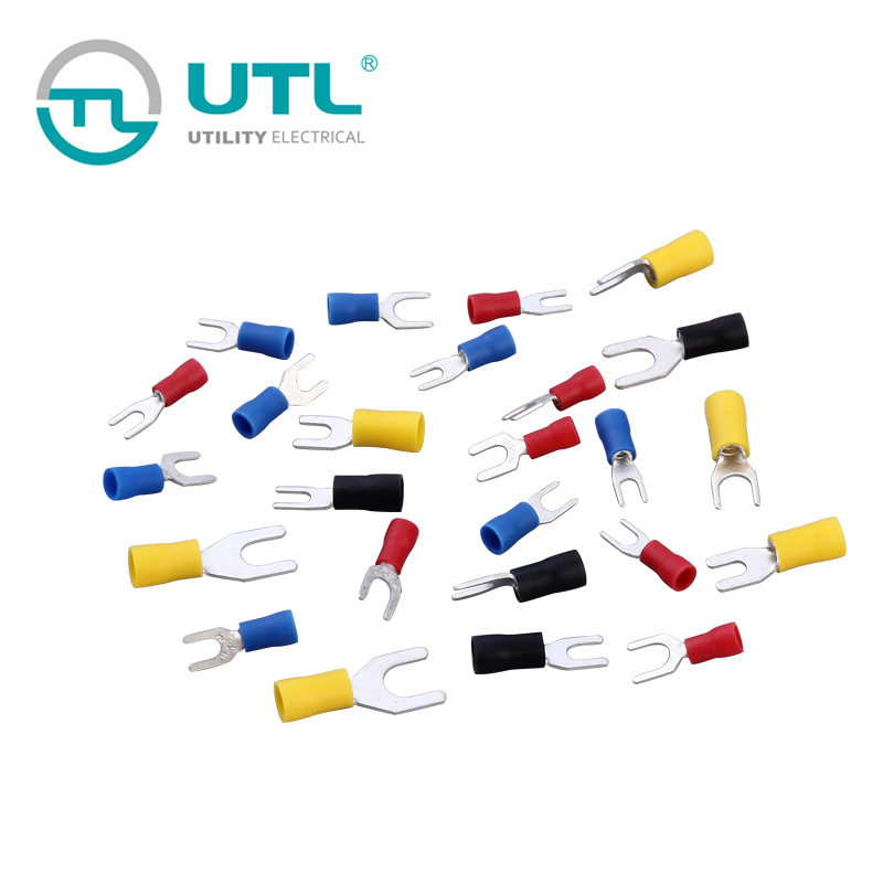 UTL/尤提乐SV1.25-3Y形压线铜鼻子叉形U型冷压端子接线预绝缘线鼻