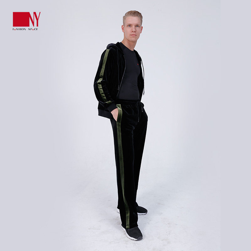 NY纳艺 2017秋季新品 训练服舞蹈男丝绒套装休闲运动摩登舞蹈服饰