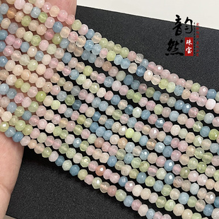 diy手链锁骨链彩色糖果玉髓扁珠切面 摩根玉髓盘珠刻面半成品长链