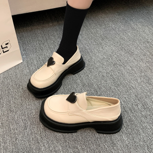 2023年新款乐福鞋一脚蹬英伦小皮鞋厚底百搭小个子增高玛丽珍女鞋