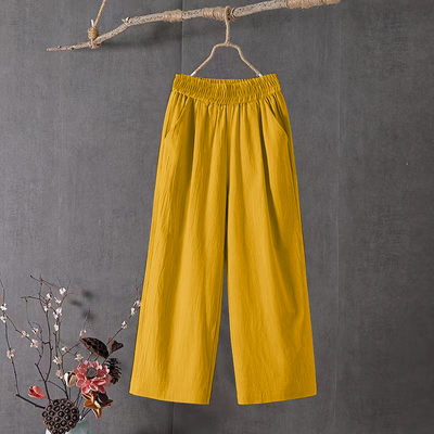 八分冰丝阔腿裤女夏季薄款高腰宽松直筒大码小个子休闲百搭哈伦裤