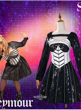 现货六个皇后音乐剧six珍·西摩简·西摩黑色裙子表演连衣裙cos服