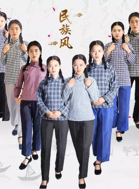 民国村姑贫民演出服白色
