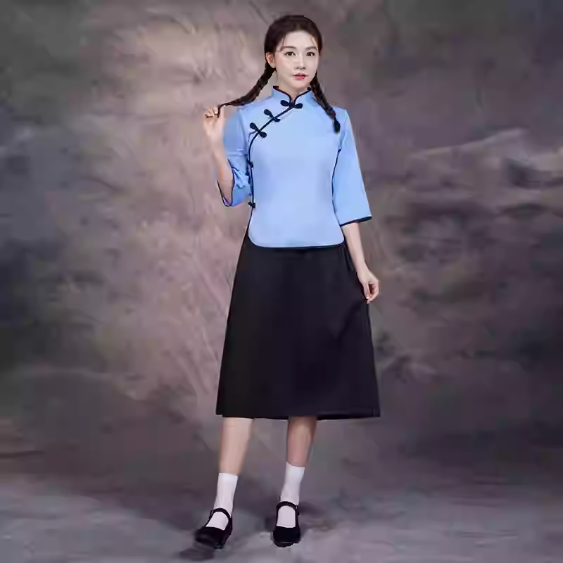 民国学生服装女五四运动演出套装朗诵合唱毕业衣服五四青年中山装