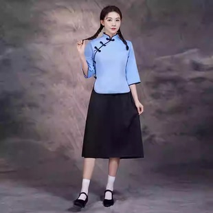 民国学生服装女五四运动演出套装朗诵合唱毕业衣服五四青年中山装