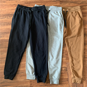 男运动裤 春季 纯棉薄款 束脚毛圈裤 日系修身 纯色百搭针织男长裤 卫裤