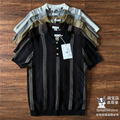成熟时尚 撞色竖条纹翻领polo男中青年短袖 网眼透气针织T恤 款 经典