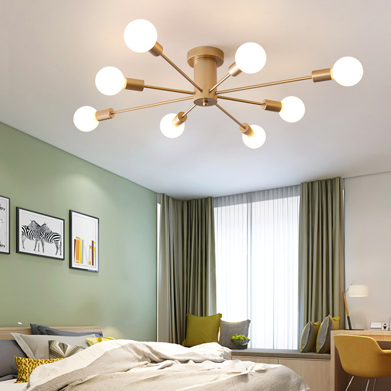 北欧客厅吊灯家用简约餐厅灯铁艺吸顶灯创意个性新款房间卧室灯具